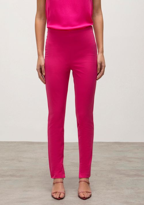 Calca Iódice Justa Cós Alto Com Fendas Pink