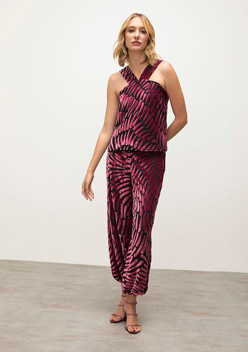 Calca Iódice Aladim Cós Alto Com Elástico Pink