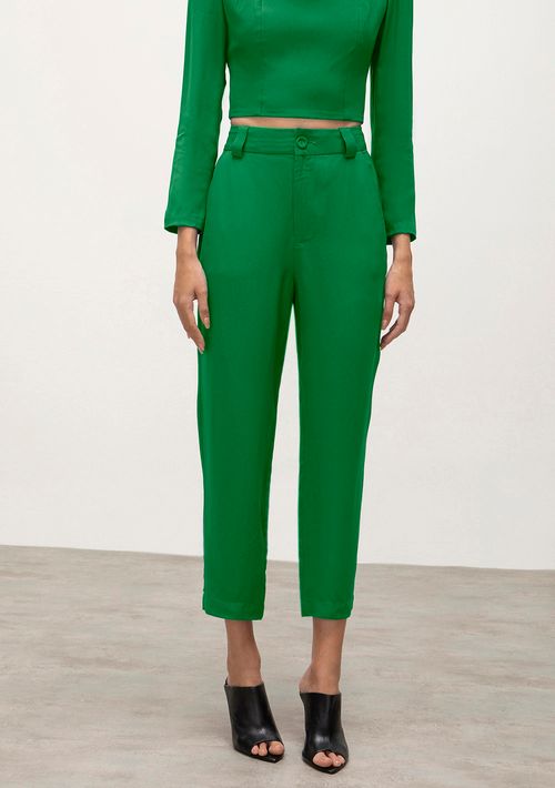 Calca Iódice Alfaiataria Cós Alto Bolso Faca Verde