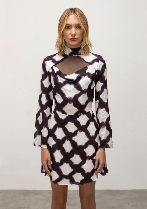 Vestido Iódice Curto Decote Degage Com Gola Roxo