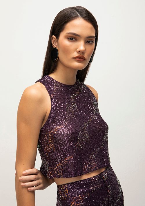 Regata Iódice Decote U Detalhe Vivo Roxo