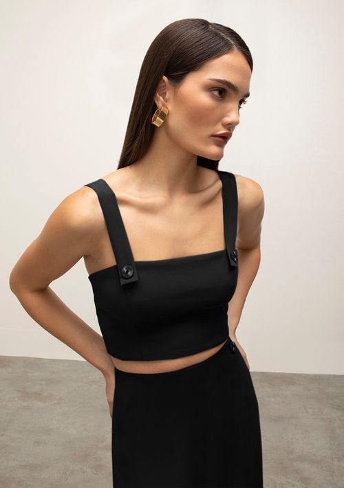 Top Iódice Justo Sem Manga Com Botão Preto