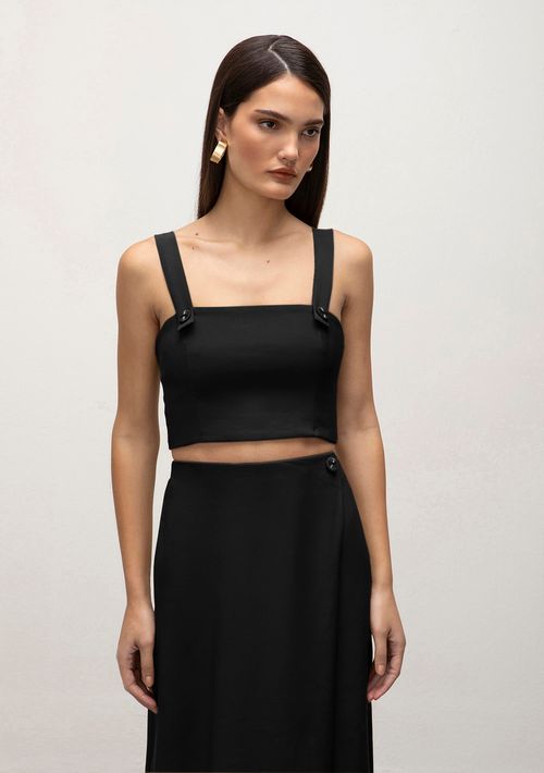 Top Iódice Justo Sem Manga Com Botão Preto