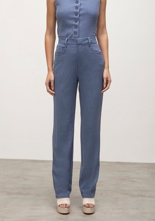 Calca Iódice Five Pockets Cós Alto Alfaiataria Jeans