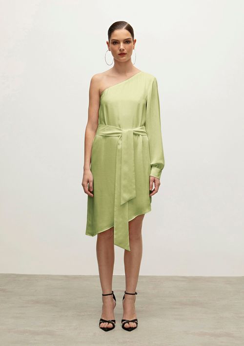 Vestido Iódice Curto Ombro Só Volume Manga Verde