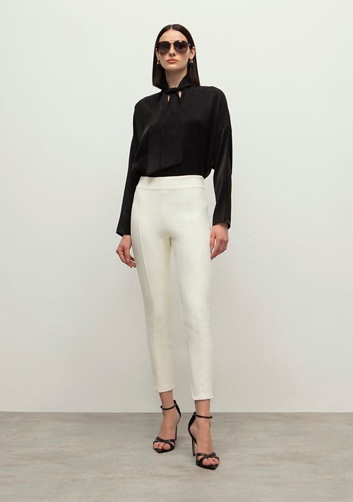 Calca Iódice Montaria Cós Alto Com Recorte Off White