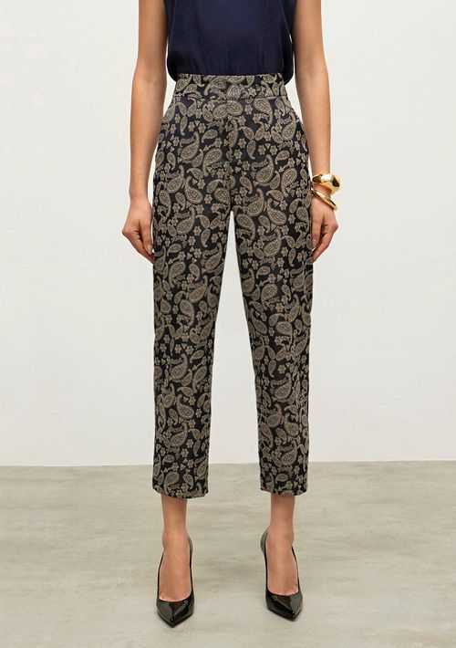 Calca Iódice Slim Cós Alto Bolso Faca Azul Marinho