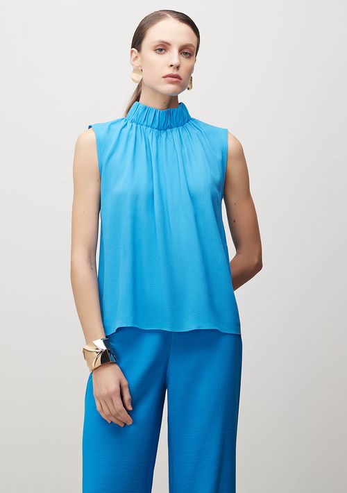 Regata Iódice Gola Alta Com Franzido Azul