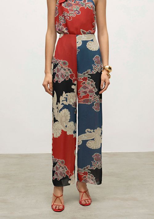 Calca Iódice Reta Cós Alto Bolso Faca Azul