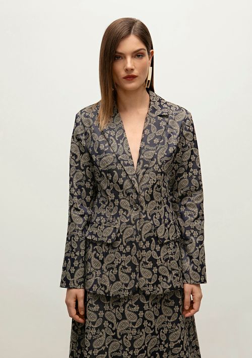 Blazer Iódice Com Lapela Com Recorte Azul Marinho