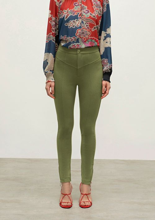 Calca Iódice Legging Cós Alto Com Recorte Verde
