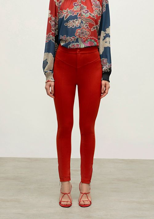 Calca Iódice Legging Cós Alto Com Recorte Laranja