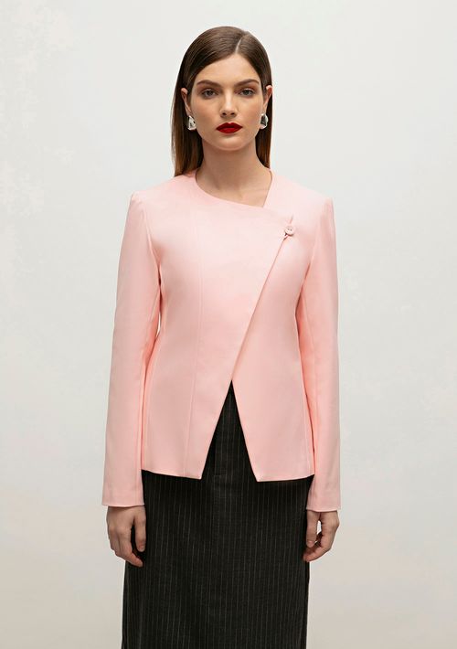 Blazer Iódice Detalhe Botão Com Recorte Rosa