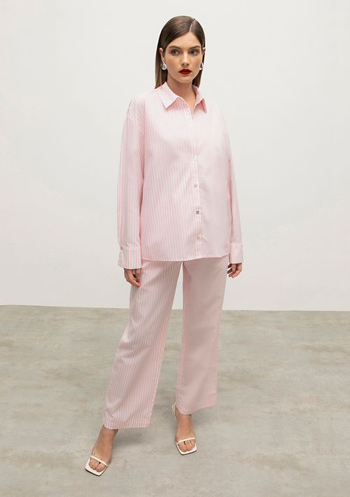 Camisa Iódice Manga Longa Com Botões Rosa