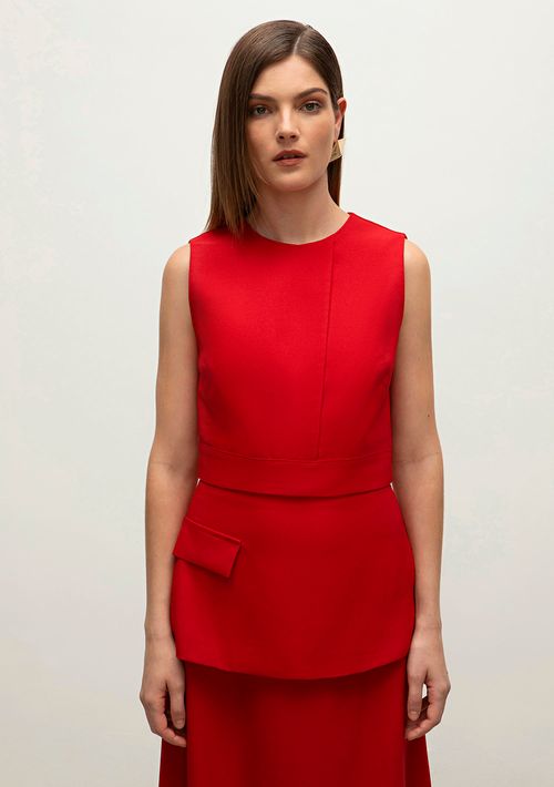 Top Iódice Reto Sem Manga Decote Transpassado Vermelho