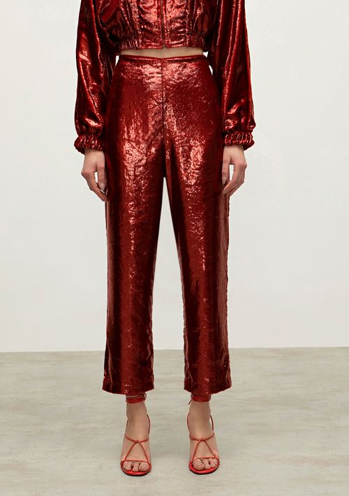 Calca Iódice Cenoura Cós Alto Com Pence Laranja