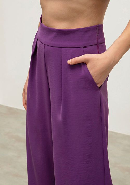 Calca Iódice Wide Cós Alto Bolso Faca Roxo