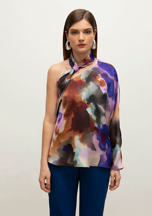 Blusa Iódice Ombro Só Manga Longa Com Sobreposição Roxo