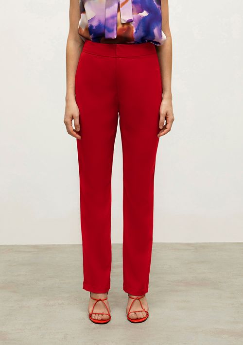 Calca Iódice Reta Cós Alto Com Pence Vermelho