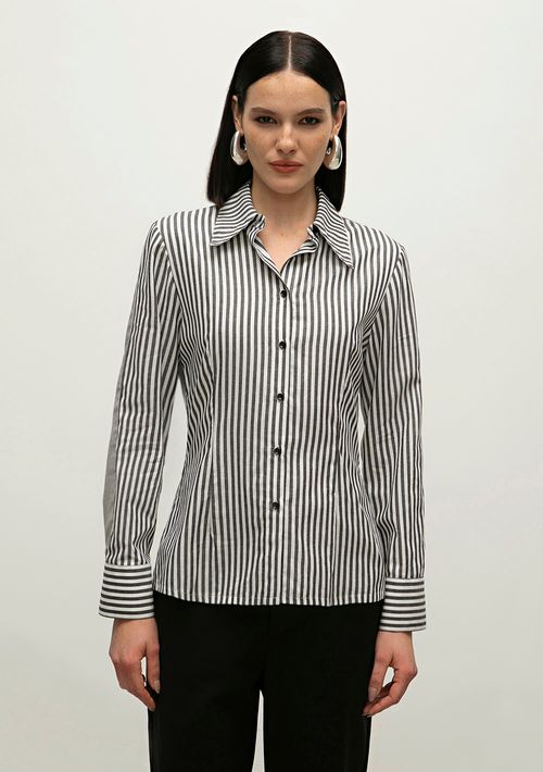 Camisa Iódice Manga Longa Com Pence Preto