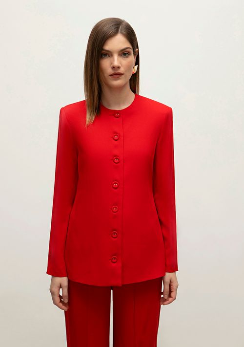 Blazer Iódice Com Botão Alfaiataria Vermelho