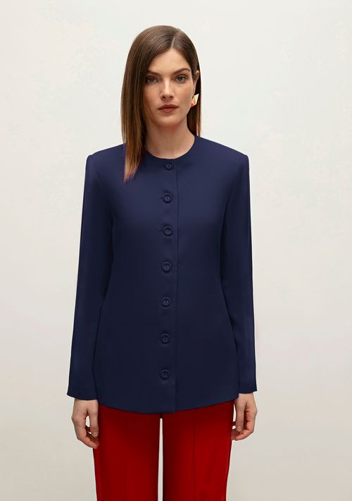 Blazer Iódice Com Botão Alfaiataria Azul