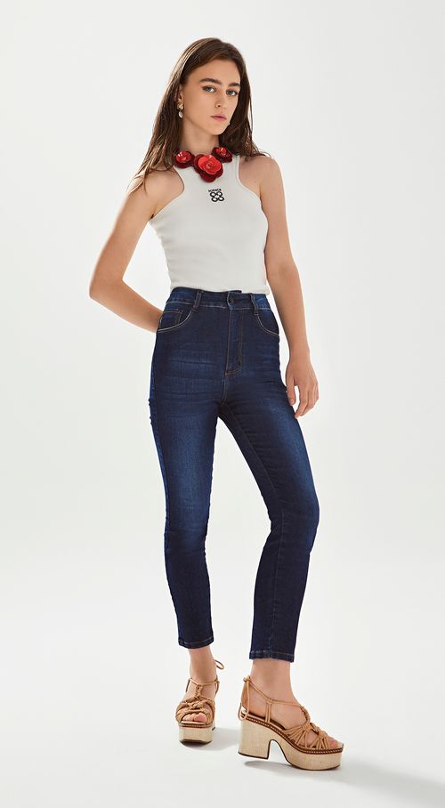 Calca Iódice Cigarrete Cós Alto Tradicional Jeans