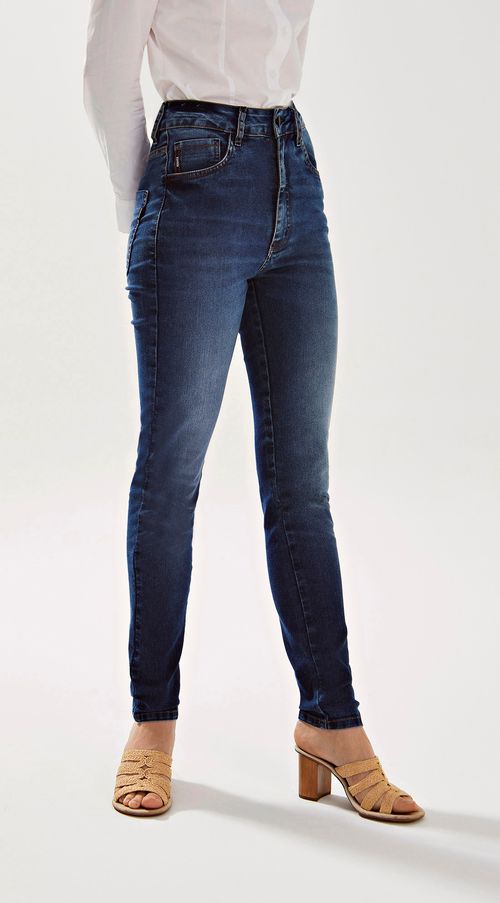 Calca Iódice Skinny Cós Alto Detalhe Bolso Jeans