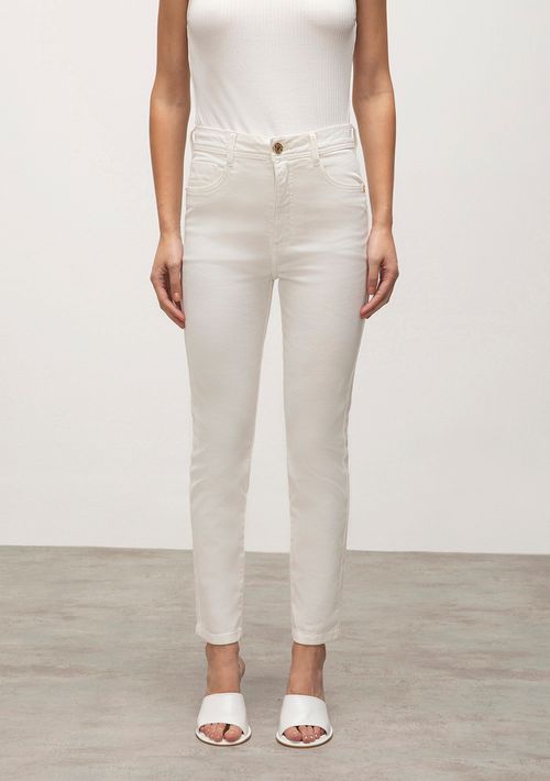Calca Iódice Cigarrete Cós Alto Tradicional Off White
