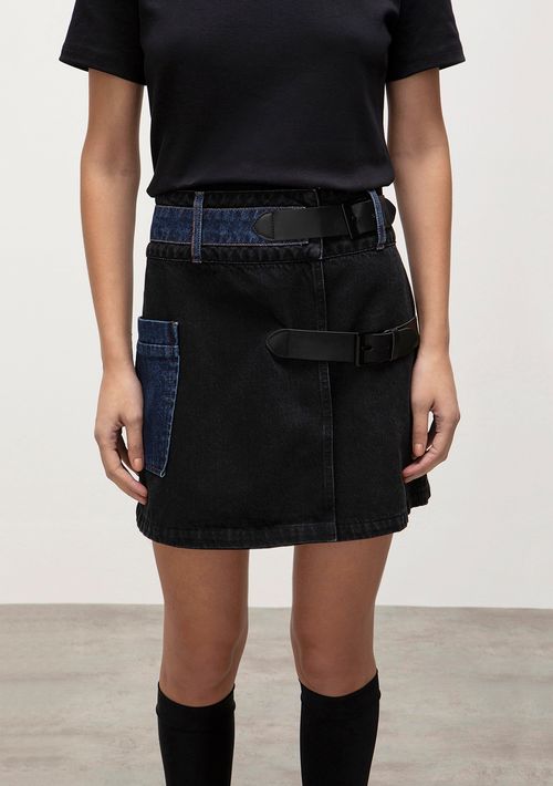 Saia Iódice Curta Five Pockets Detalhe Aplique Jeans