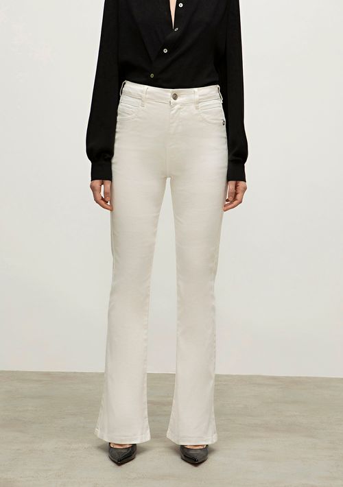 Calca Iódice Boot Cut Cós Alto Detalhe Cós Off White