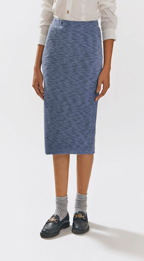 Saia Iódice Midi Justa Detalhe Lateral Jeans