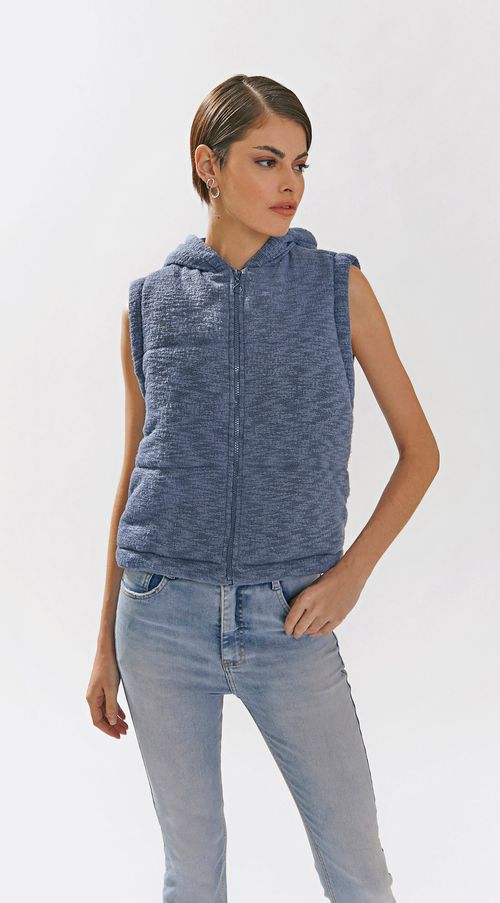 Colete Iódice Curto Puffer Jeans