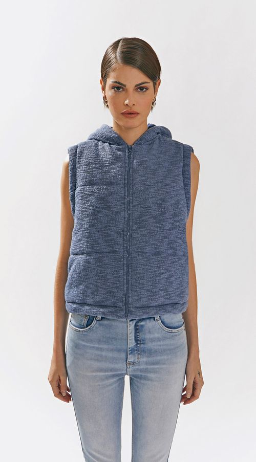 Colete Iódice Curto Puffer Jeans