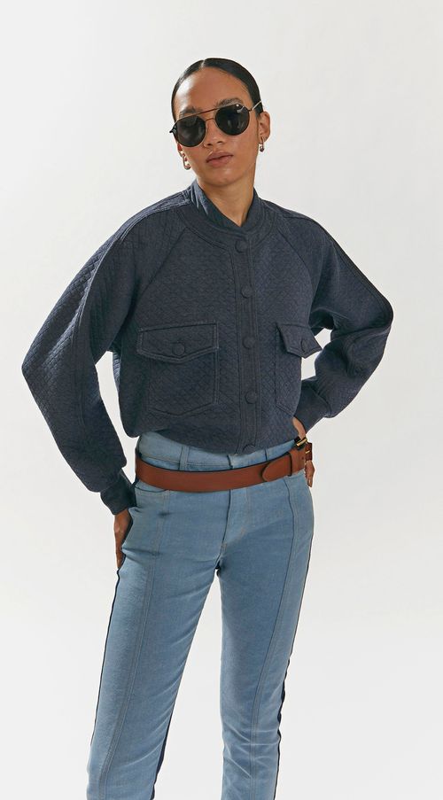 Jaqueta Iódice Bomber Com Matelasse Jeans