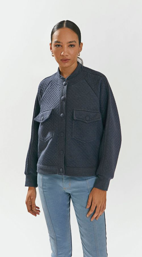 Jaqueta Iódice Bomber Com Matelasse Jeans