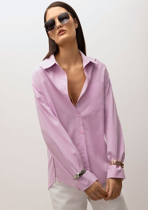 Camisa Iódice Manga Longa Com Bolso Lilas