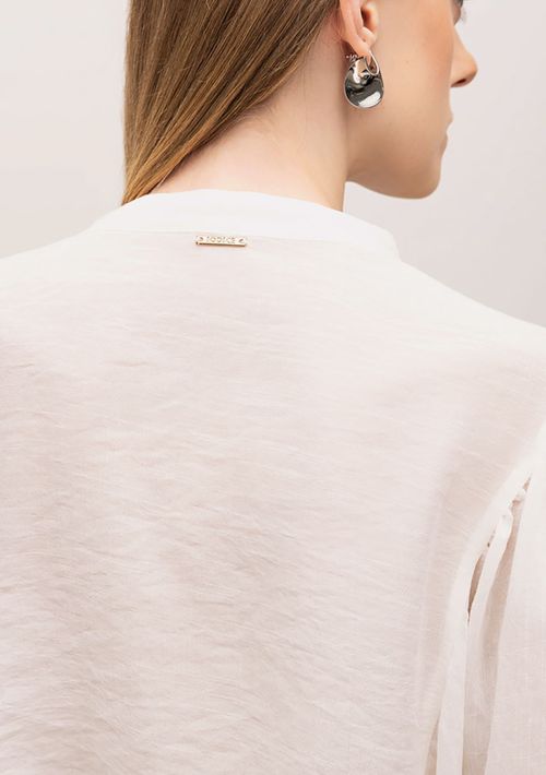 Blusa Iódice Gola Padre Manga Longa Com Recorte Off White