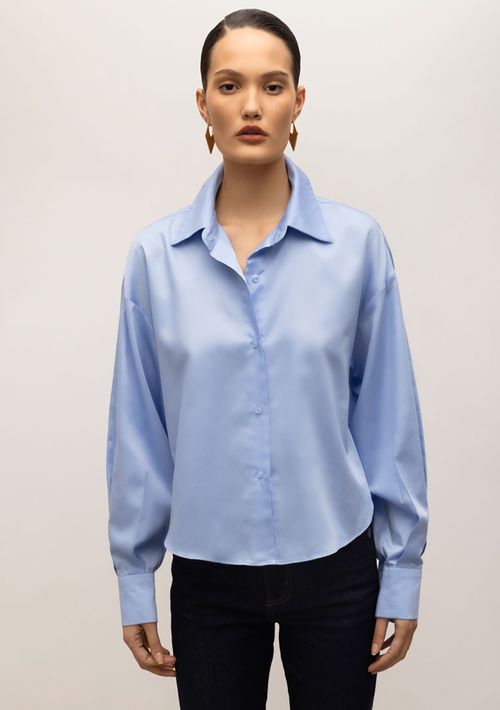 Camisa Iódice Manga Longa Com Botões Azul
