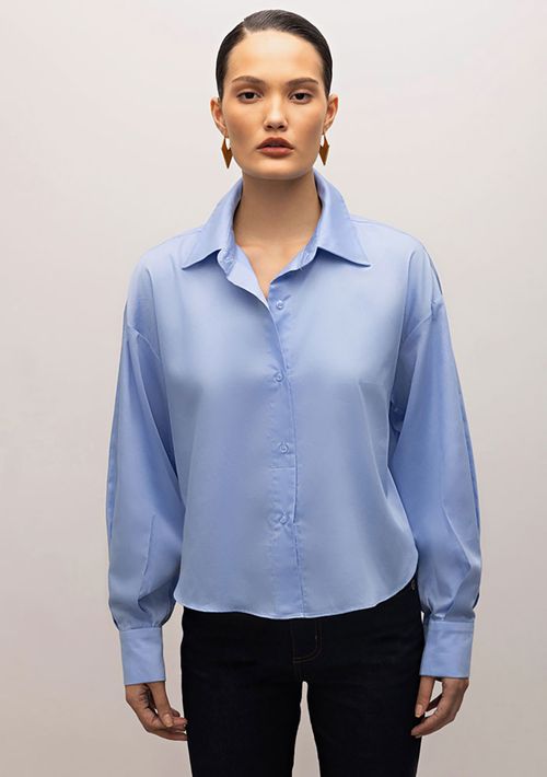 Camisa Iódice Manga Longa Com Botões Azul