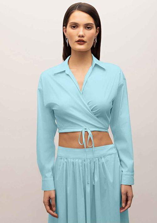 Camisa Iódice Manga Longa Com Amarração Verde Claro