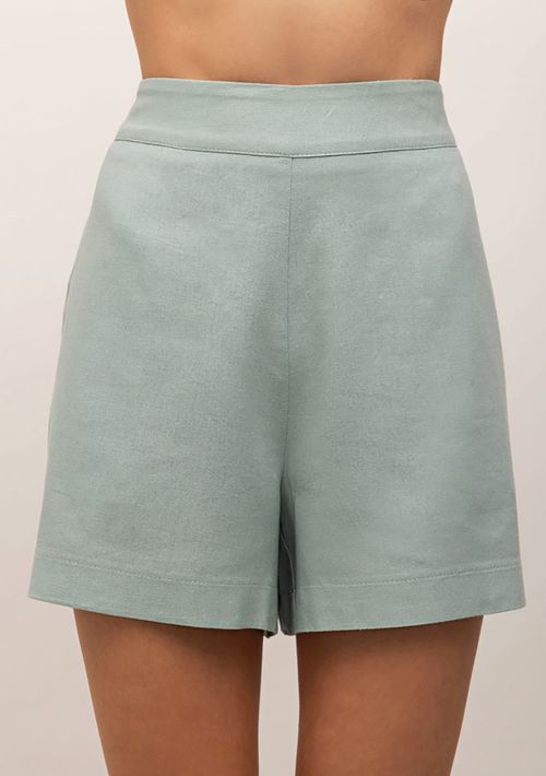 Shorts Iódice Reto Detalhe Elástico Azul