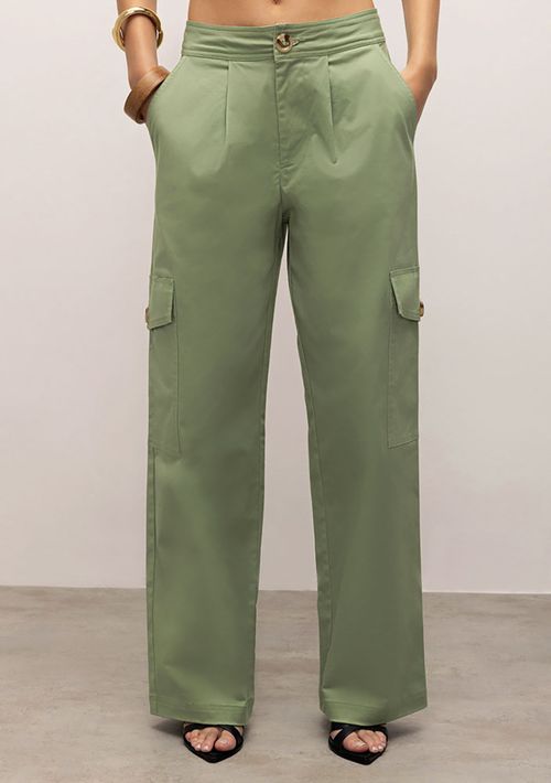 Calça Iódice Cargo Cós Intermediário Com Bolso Verde