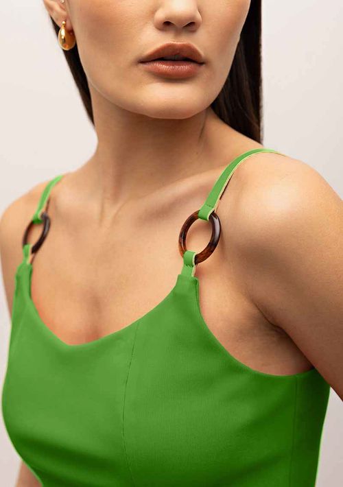 Top Iódice Cropped Alça Detalhe Alça Verde