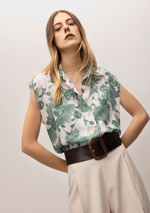 Camisa Iódice Manga Curta Com Bolso Verde