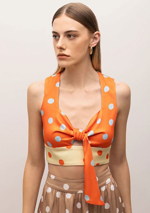 Top Iódice Reto Alça Larga Detalhe Frente Marrom