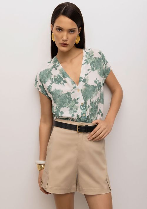 Shorts Iódice Cargo Com Lapela Bege