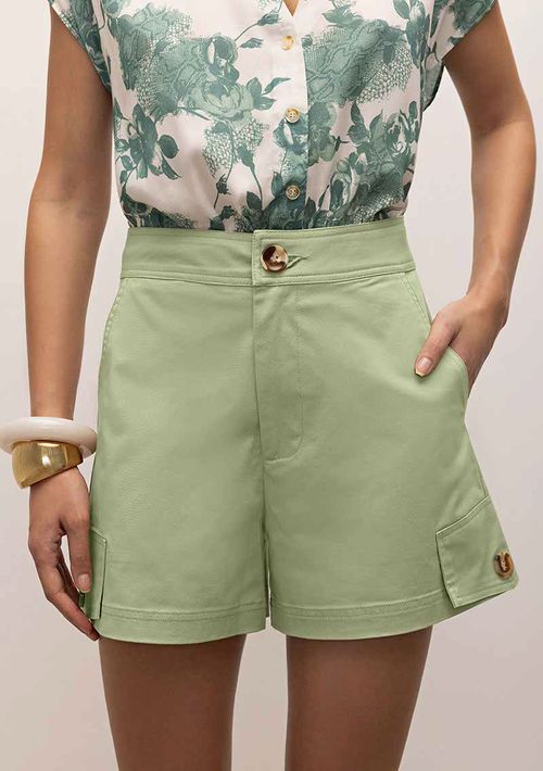 Shorts Iódice Cargo Com Lapela Verde