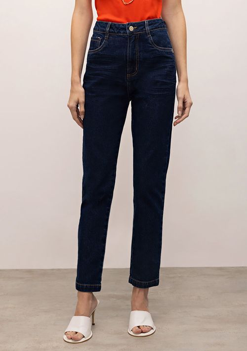 Calça Iódice Skinny Cós Alto Bolso Bordado Jeans