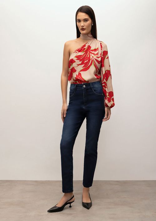 Calça Iódice Cigarrete Cós Alto Tradicional Jeans